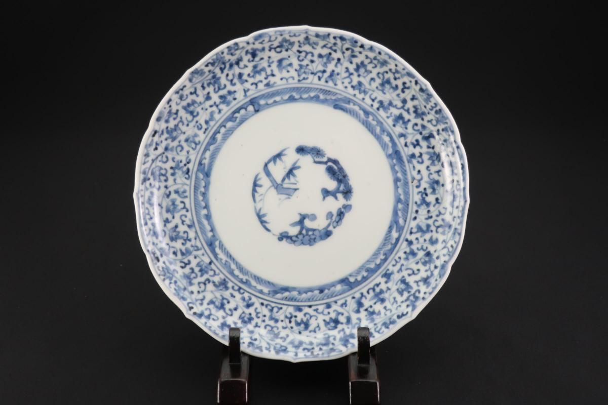 伊万里染付萩唐草文六寸皿 五枚組 / Imari Blue & White Plates