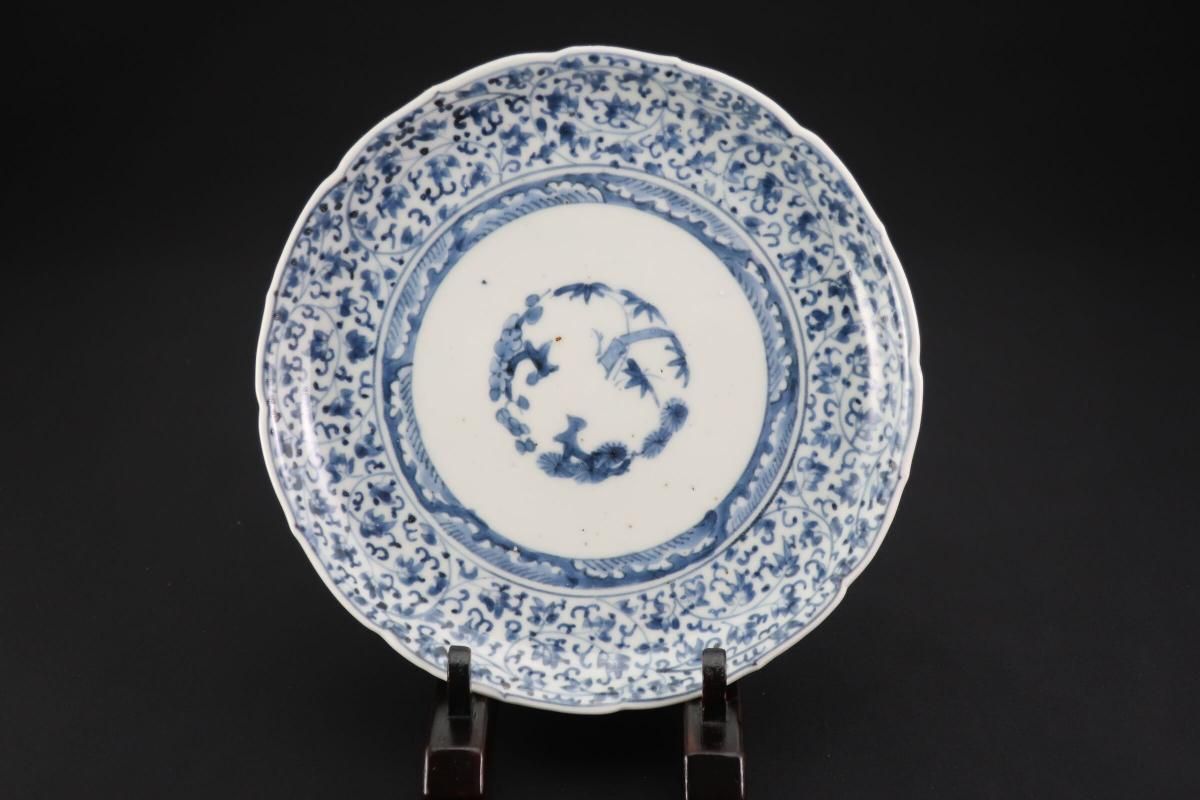 伊万里染付萩唐草文六寸皿 五枚組 / Imari Blue & White Plates