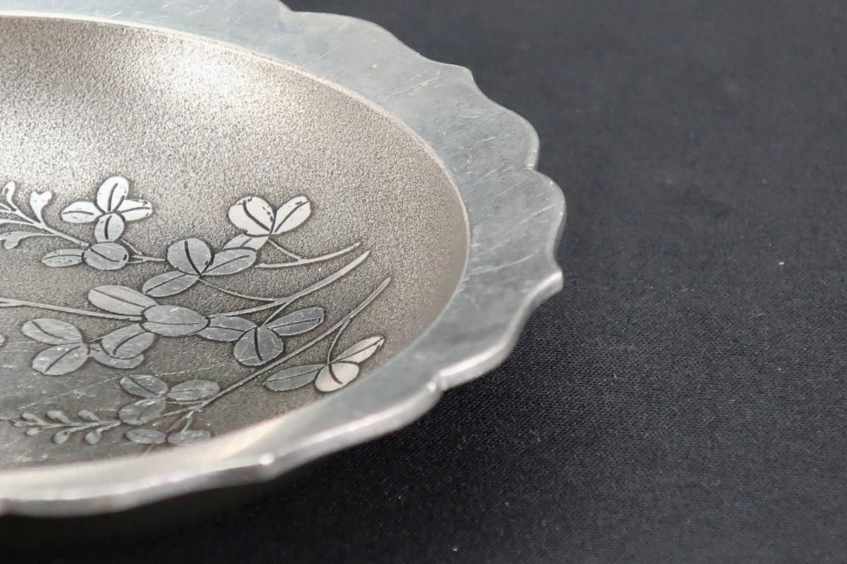 本錫 萩文菓子器＆菓子皿 五枚組 / Pewter Sweet Case & Plates