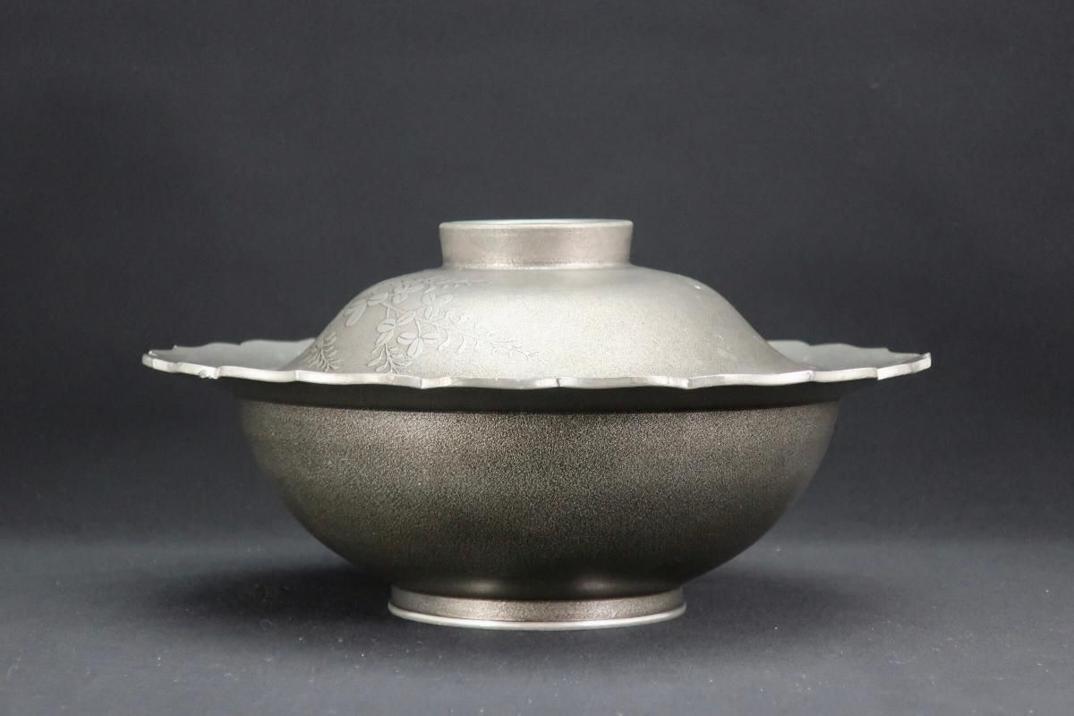 本錫 萩文菓子器＆菓子皿 五枚組 / Pewter Sweet Case & Plates