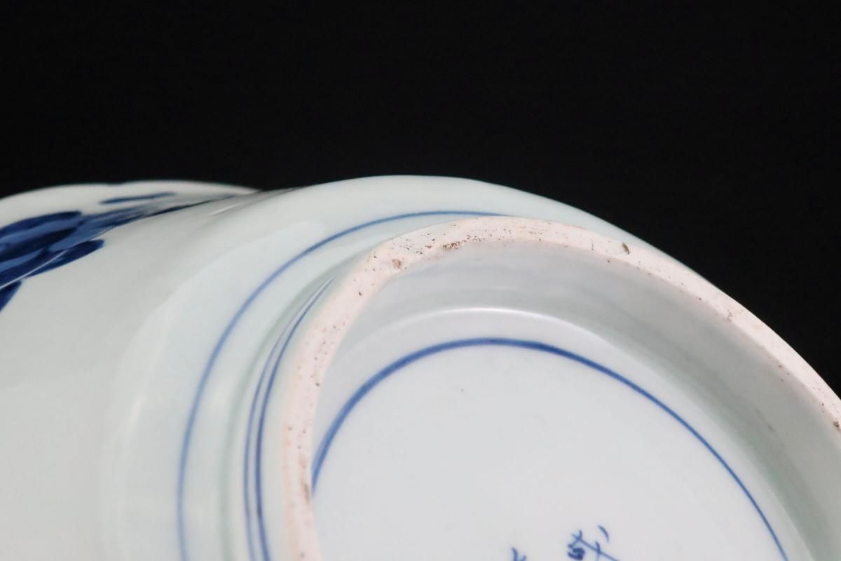 伊万里染付椿文変形大鉢 / Imari Large Blue & White Bowl with