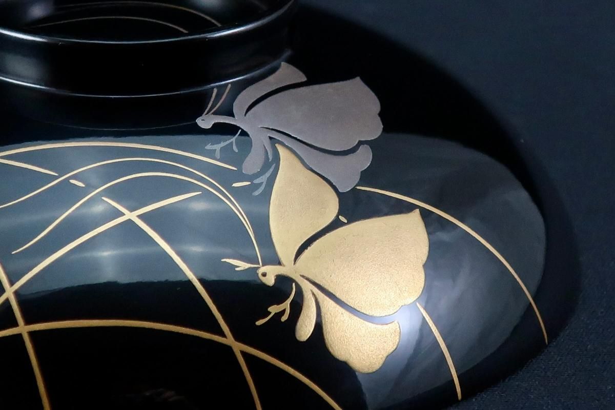 輪島塗 くす玉蒔絵 吸物椀５客 天然木製漆塗 輪島塗 梅蒔絵 吸物椀 5客セット 蒔絵師信斎 塗師