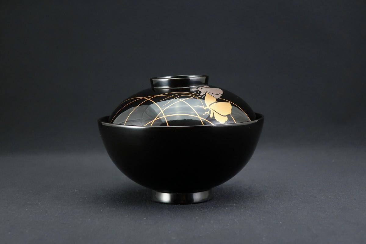 輪島塗金銀蝶蒔絵吸物椀 五客組 / Wajima Black-lacquered Soup
