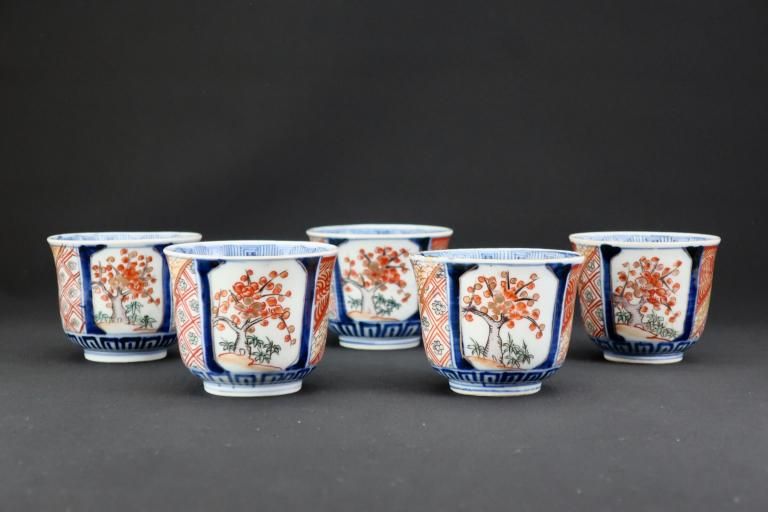 Τֲ߲ɩʸա޵ / Imari Polychrome 'Mukoduke' Cups  set of 5
