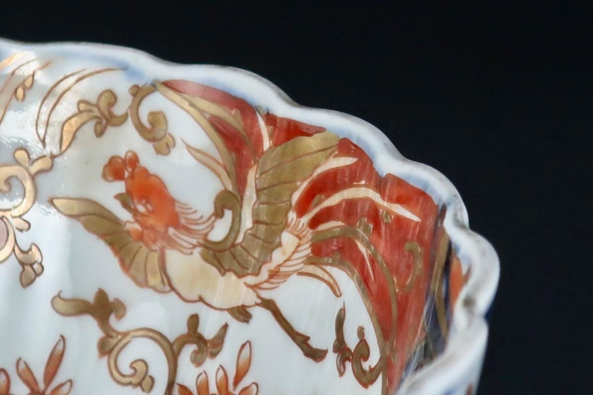 伊万里色絵菊花形桐鳳凰文三つ組鉢(大中小） / Imari Polychrome