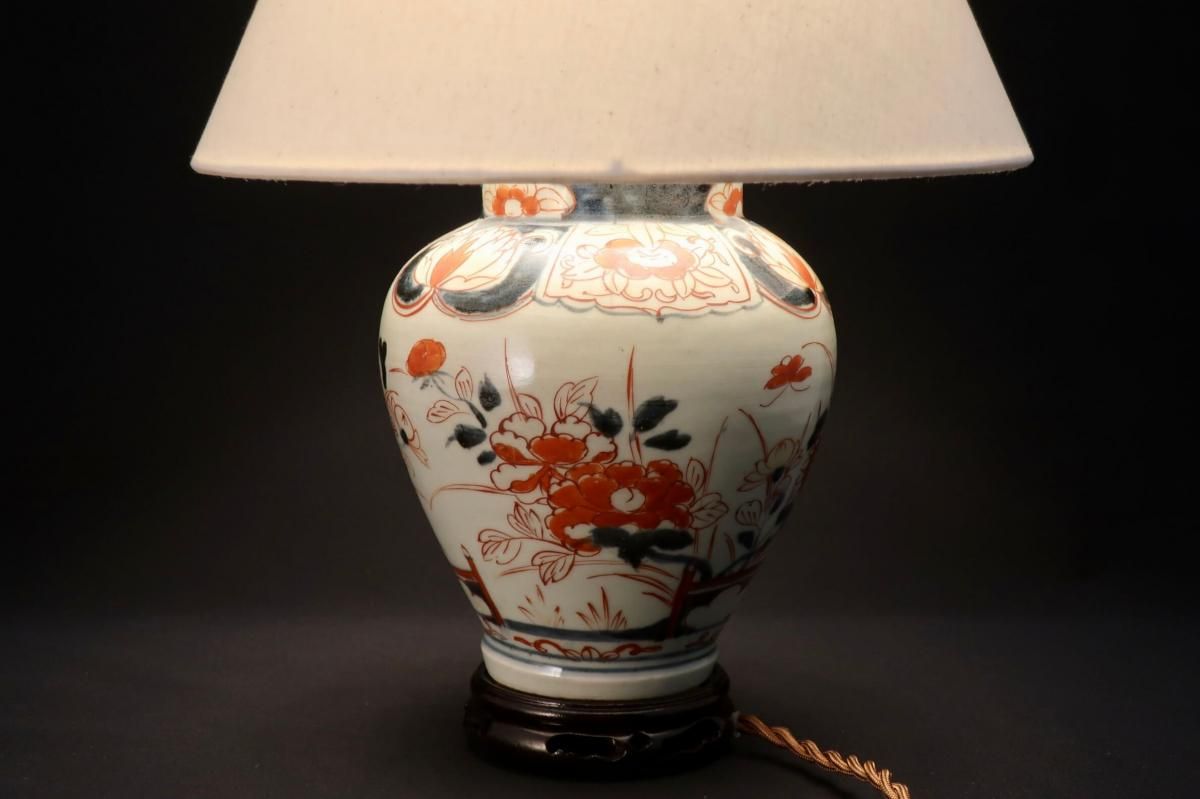 伊万里テーブルランプ 元禄伊万里草花文色絵壺テーブルランプ / Table Lamp of Old