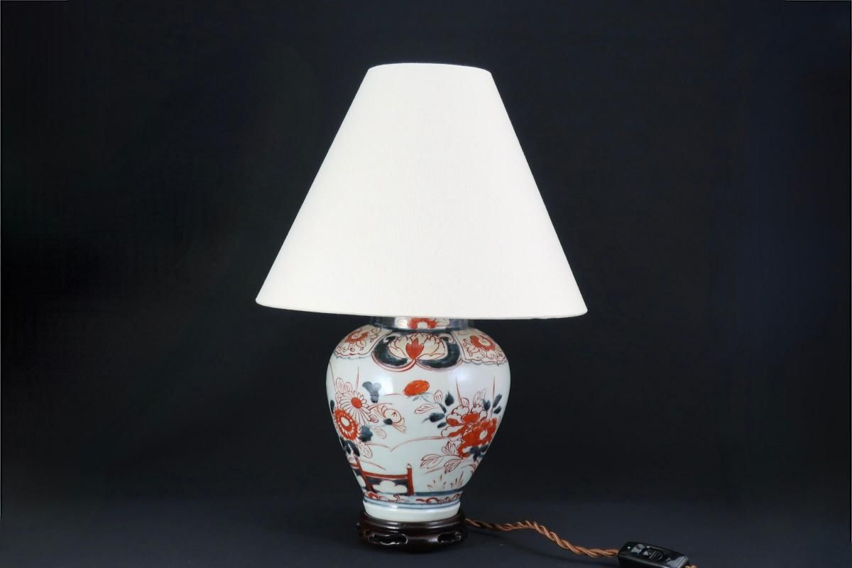伊万里テーブルランプ 元禄伊万里草花文色絵壺テーブルランプ / Table Lamp of Old