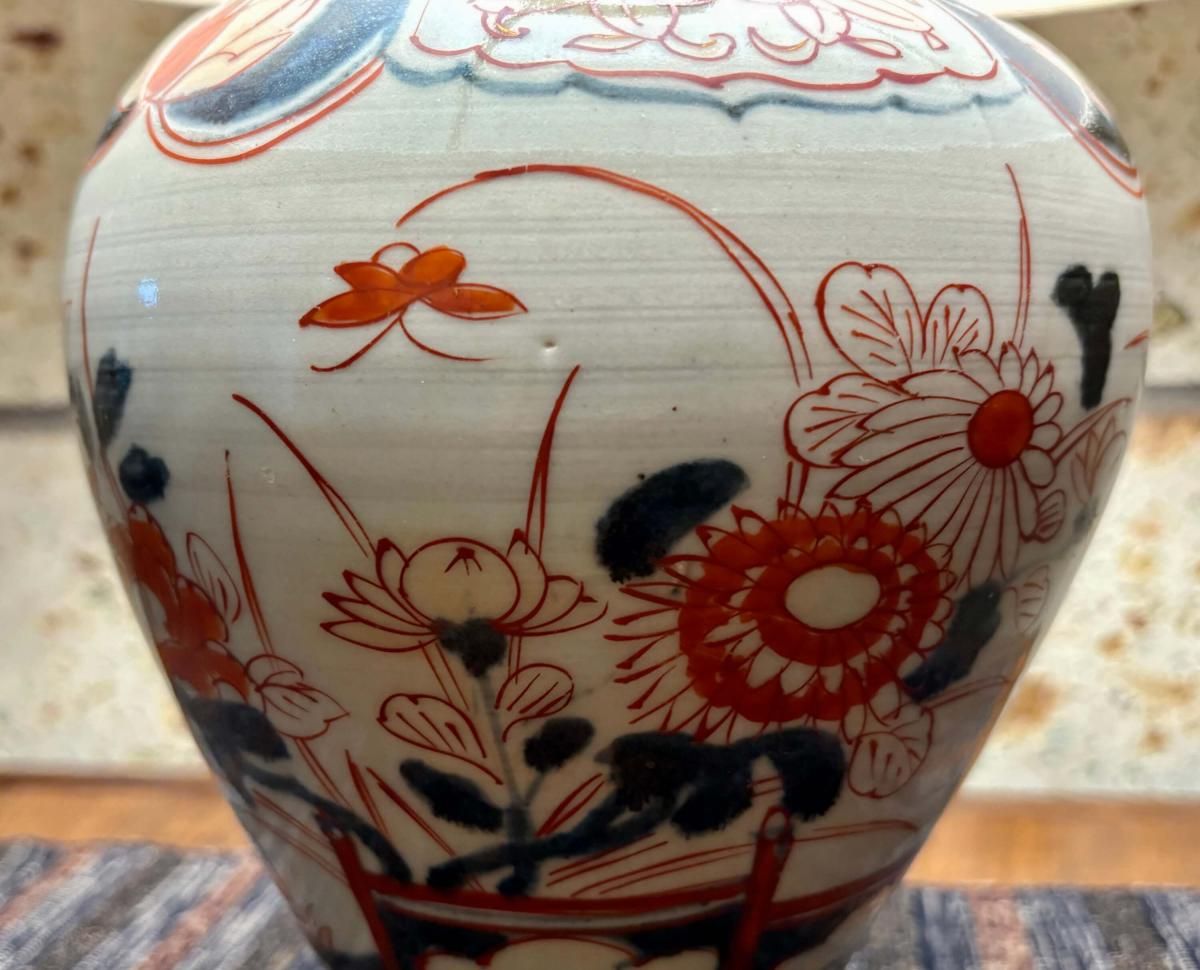 伊万里テーブルランプ 元禄伊万里草花文色絵壺テーブルランプ / Table Lamp of Old