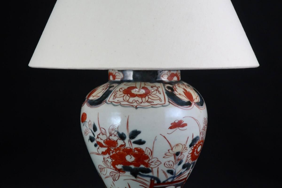 伊万里テーブルランプ 元禄伊万里草花文色絵壺テーブルランプ / Table Lamp of Old
