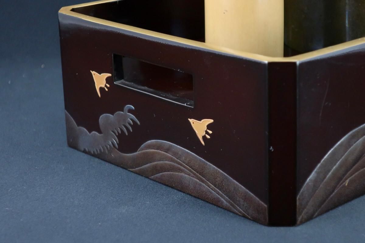 黒塗波千鳥蒔絵煙草盆 / Tobacco Set - OKURA ORIENTAL ART / 大蔵