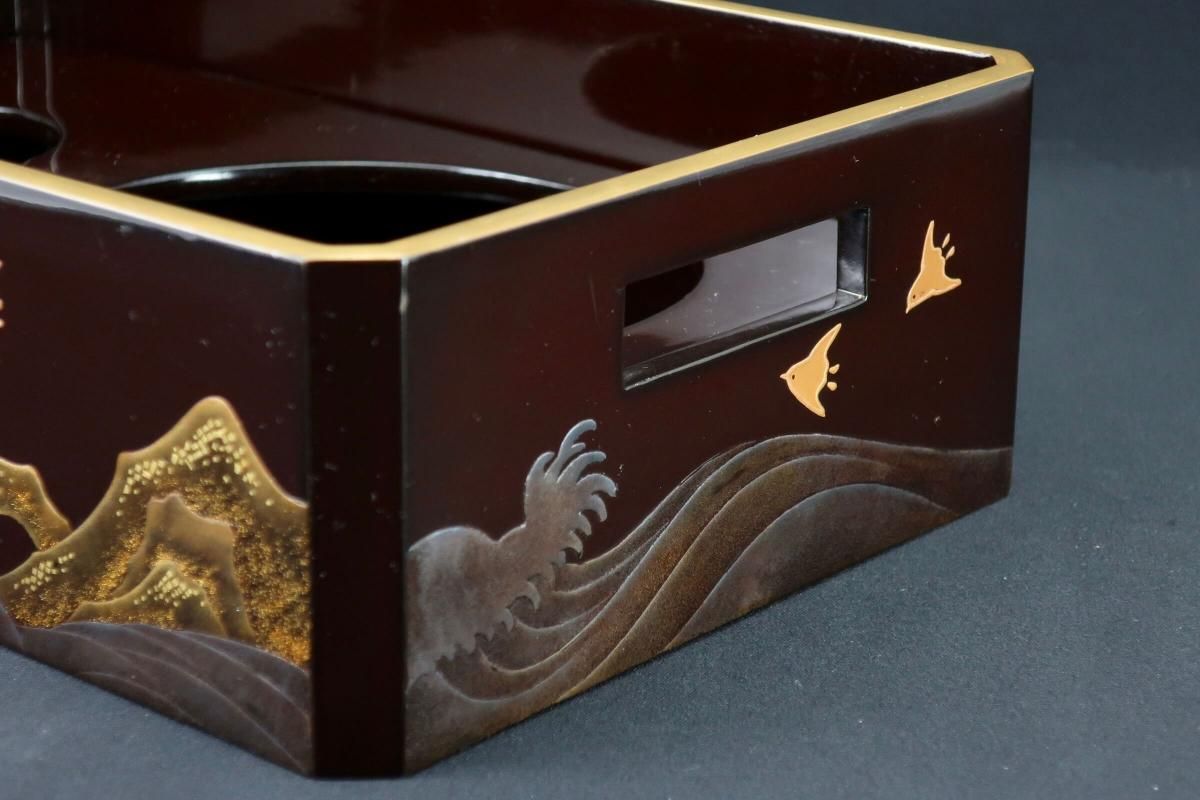 黒塗波千鳥蒔絵煙草盆 / Tobacco Set - OKURA ORIENTAL ART / 大蔵