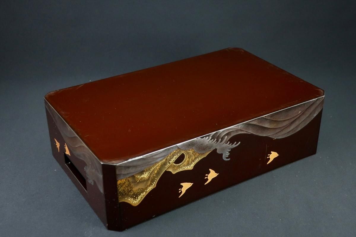 黒塗波千鳥蒔絵煙草盆 / Tobacco Set - OKURA ORIENTAL ART / 大蔵