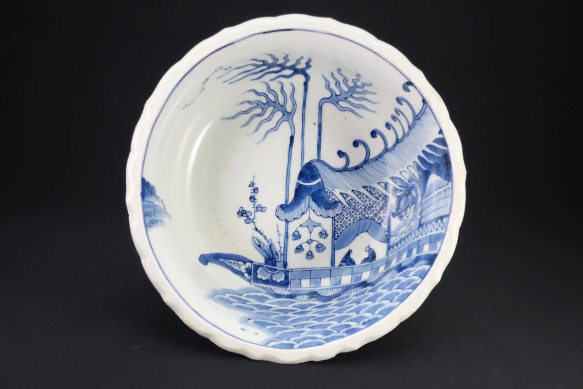 伊万里染付舟遊びの図大盃洗 / Imari Large Blue & White 'Haisen