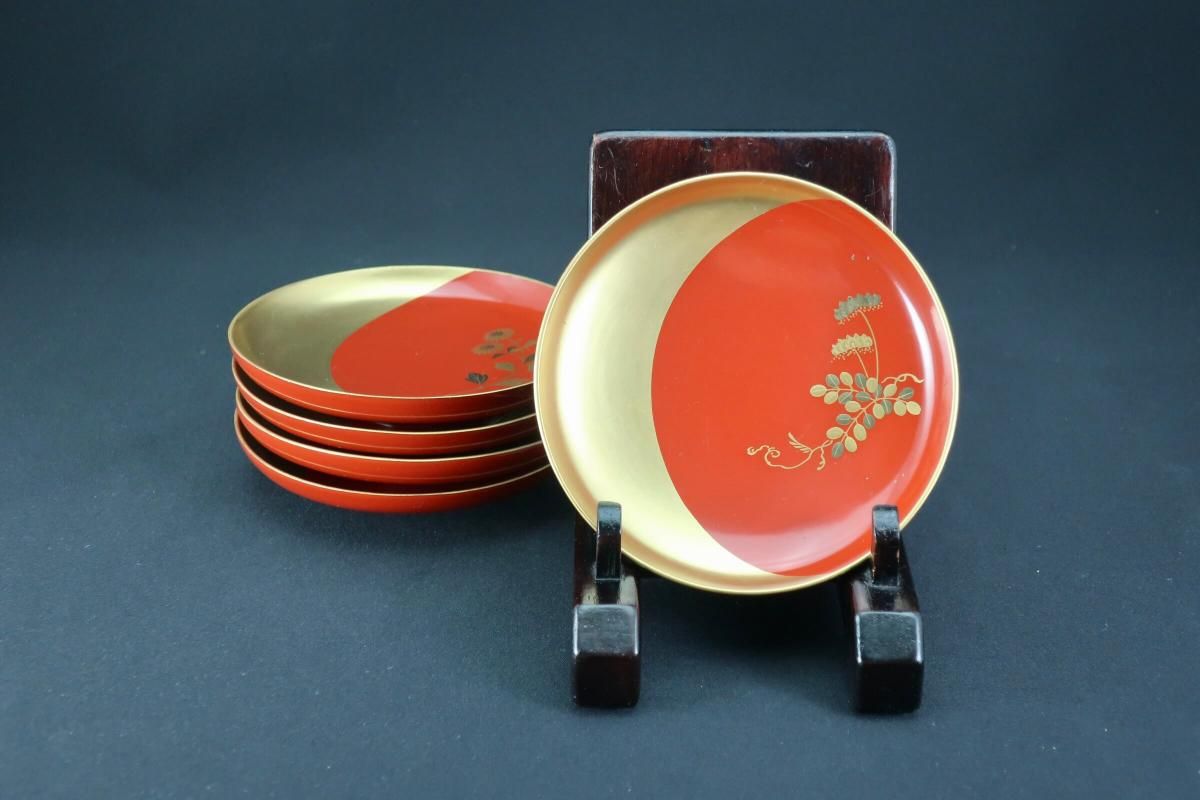 高蒔絵　盃　漆 AG95 輪島塗 大盃 盃台 金蒔絵 高盛蒔絵 鶴図 木製漆塗 木