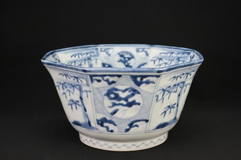 ΤմʸȬȭ / Imari Large Blue & White Octagonal Bowl with the picture of Bamboo