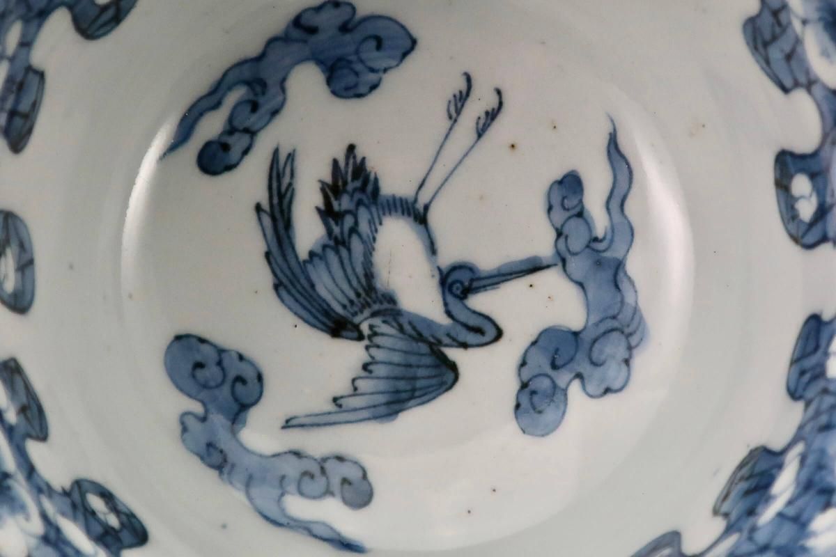 伊万里染付雲鶴梅花文中鉢 / Imari Blue & White Bowl with the