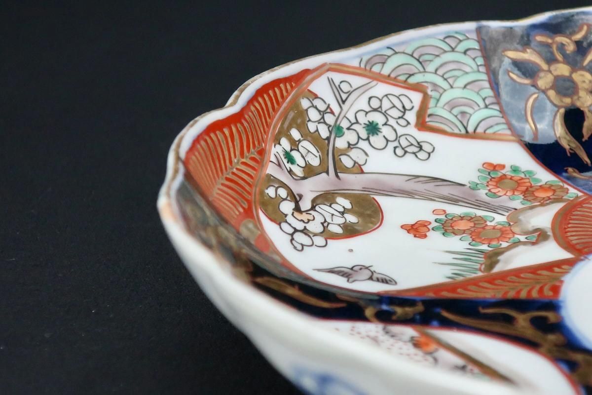 伊万里色絵桃花鳥文七寸皿 四枚組 / Imari Polychrome Plates