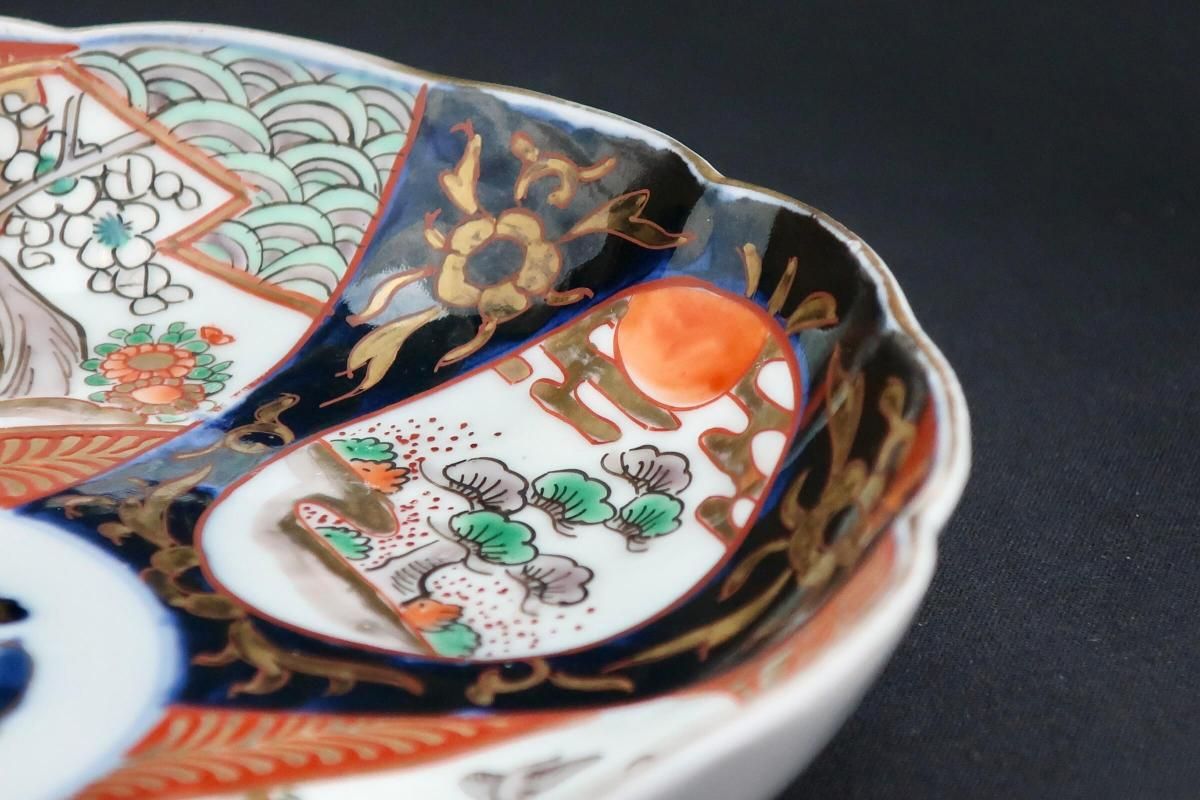 伊万里色絵桃花鳥文七寸皿 四枚組 / Imari Polychrome Plates