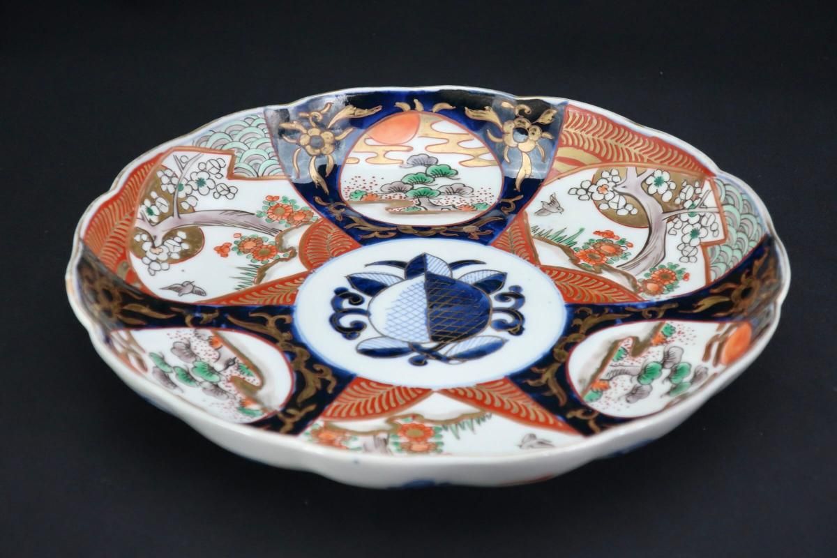伊万里色絵桃花鳥文七寸皿 四枚組 / Imari Polychrome Plates