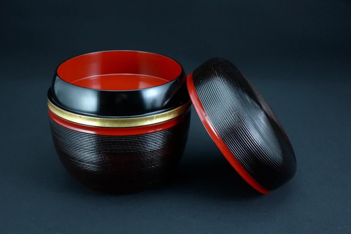 糸巻信玄弁当 五個組 / Round 'Shingen Bento' Lunch Boxes set of 5