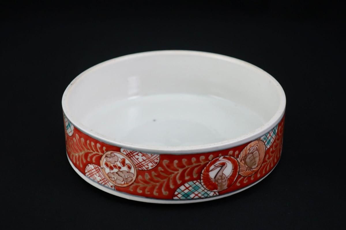 伊万里　瀬戸　色絵　線描き捻り紋の図　油壷　E420AS-fbkq 伊万里 瀬戸 色絵 線描き捻り紋の図 油壷 E420AS-fbkq