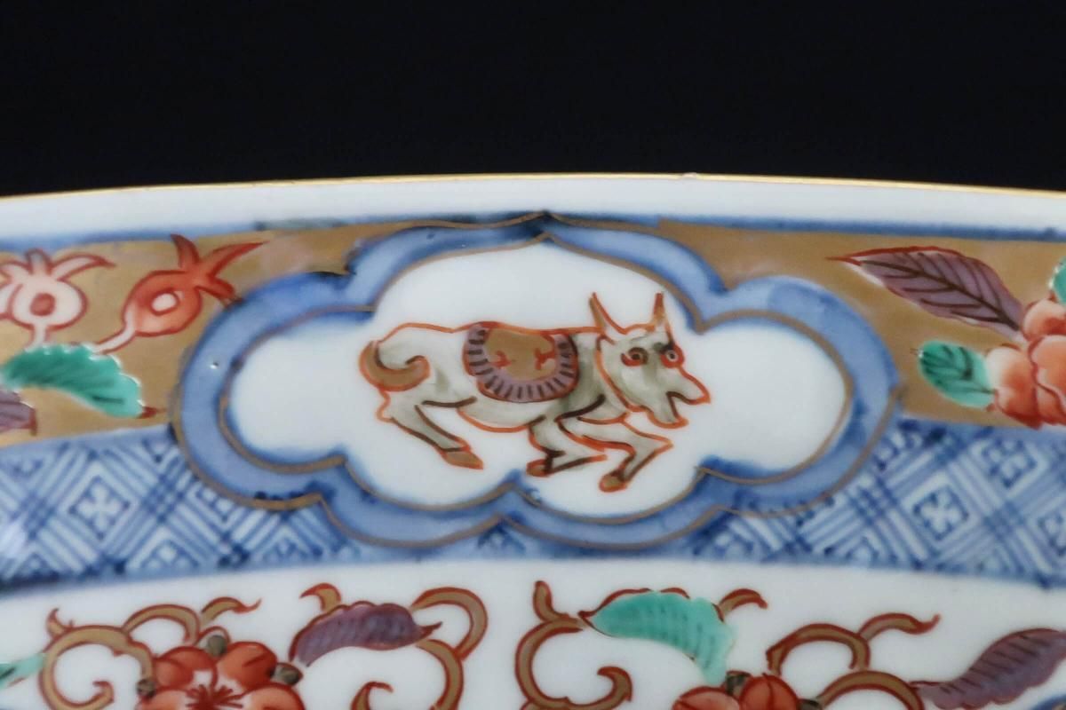 伊万里色絵菊花獅子文大鉢 / Imari Large Polychrome Bowl with