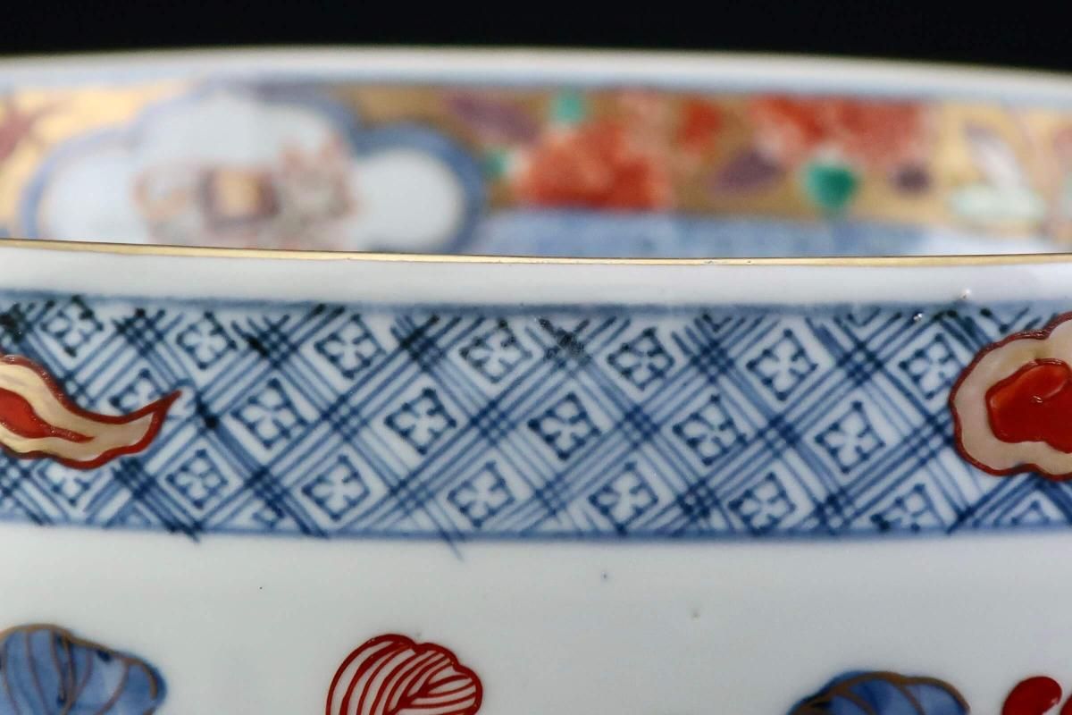 伊万里色絵菊花獅子文大鉢 / Imari Large Polychrome Bowl with