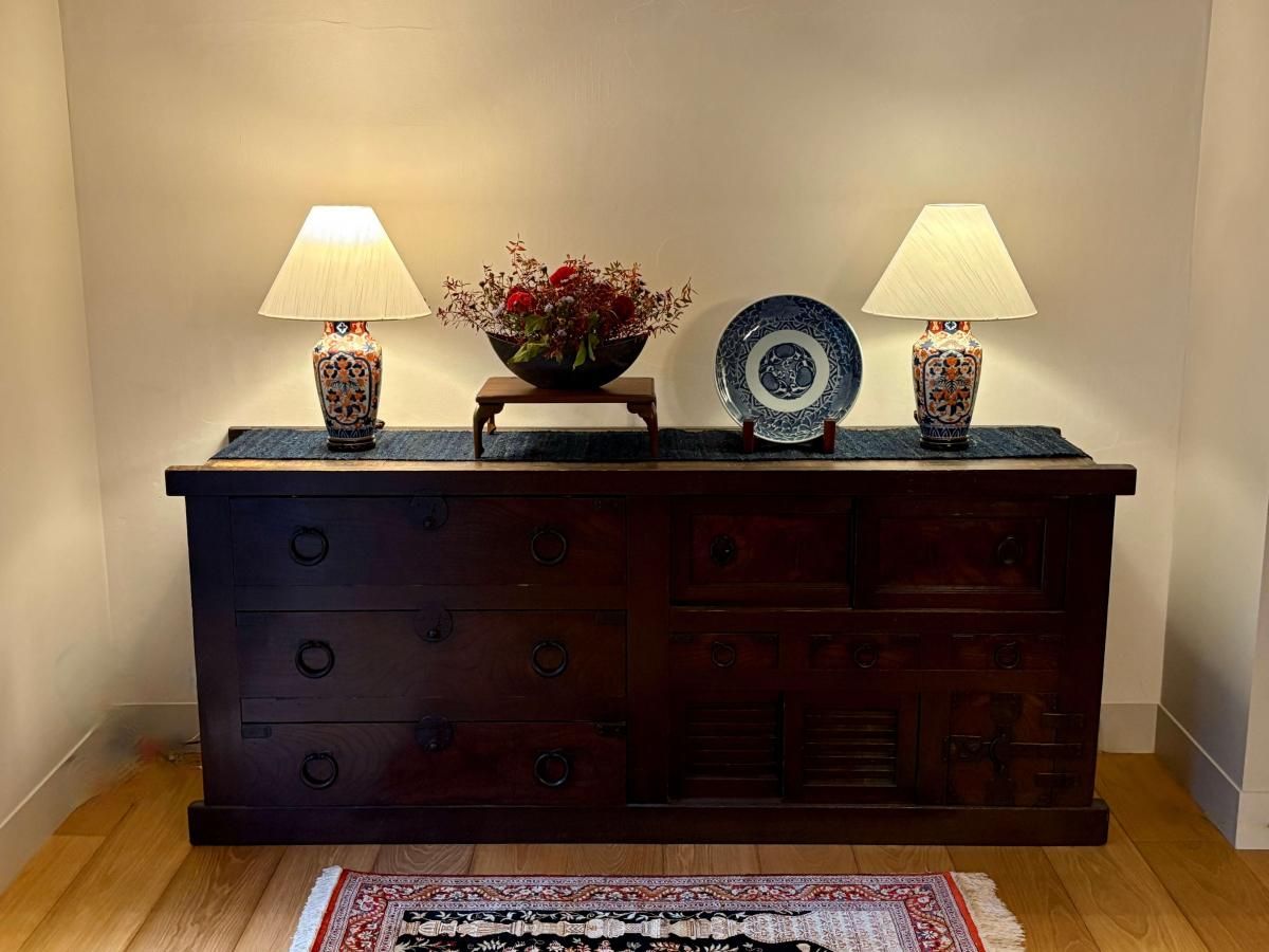 伊万里色絵草花文壺テーブルランプ 一対 / Table Lamp of Imari