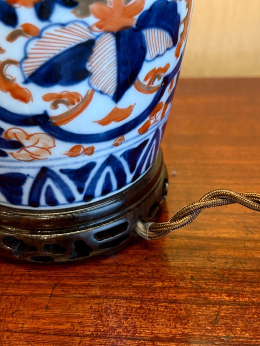 伊万里色絵草花文壺テーブルランプ 一対 / Table Lamp of Imari