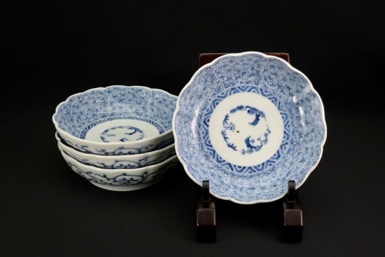 Τʸʤޤ  / Imari Blue & White 'Namasu' Bowls with 'Hagikarakusa' pattern  set of 4