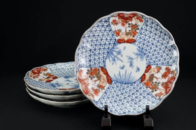 Τʸ / Imari Polychrome Plates with the picture of Grapes  set of 4