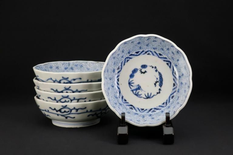 Τʸʤޤ  ޵ / Imari Blue & White 'Namasu' Bowls with 'Mijinkarakusa' Pattern  set o 5