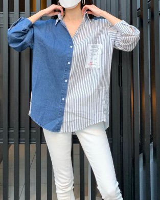 <img class='new_mark_img1' src='https://img.shop-pro.jp/img/new/icons24.gif' style='border:none;display:inline;margin:0px;padding:0px;width:auto;' />stripe chambray shirt ★￥3100⇒￥2500★