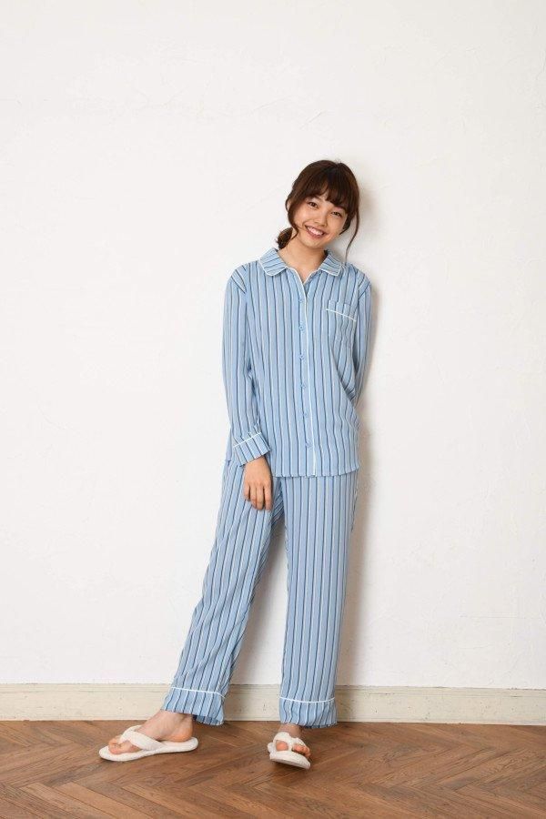サックスマルチストライプパジャマ(トップス) | hilal ay online store