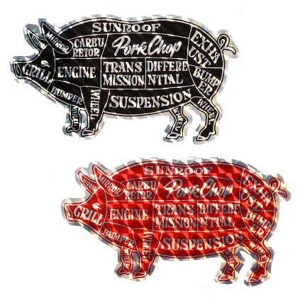 <img class='new_mark_img1' src='https://img.shop-pro.jp/img/new/icons5.gif' style='border:none;display:inline;margin:0px;padding:0px;width:auto;' />PORKCHOP GARAGE SUPPLY HOLOGRAM PORK STICKER