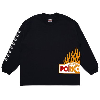 <img class='new_mark_img1' src='https://img.shop-pro.jp/img/new/icons5.gif' style='border:none;display:inline;margin:0px;padding:0px;width:auto;' />PORKCHOP GARAGE SUPPLY FIRE BLOCK MULTI L/S TEE/BLACK