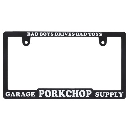 <img class='new_mark_img1' src='https://img.shop-pro.jp/img/new/icons5.gif' style='border:none;display:inline;margin:0px;padding:0px;width:auto;' />PORKCHOP GARAGE SUPPLY RAISED LICENSE FRAME/BK×WH