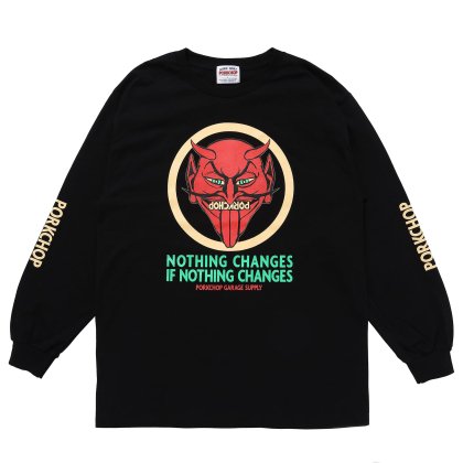 <img class='new_mark_img1' src='https://img.shop-pro.jp/img/new/icons5.gif' style='border:none;display:inline;margin:0px;padding:0px;width:auto;' />PORKCHOP GARAGE SUPPLY  NOTHING DEVIL L/S TEE/BLACK
