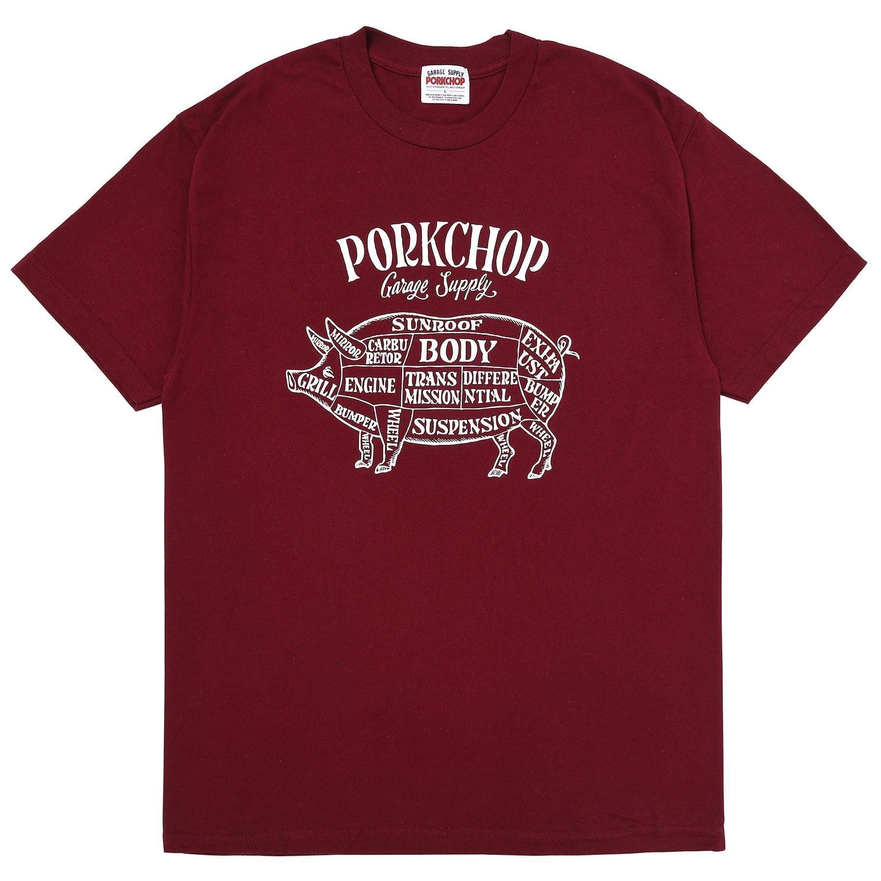 PORKCHOP PORK FRONT TEE　BURGUNDY PORKCHOP - PORK FRONT TEE 25 - BURGUNDY / ショートスリーブT