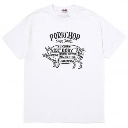<img class='new_mark_img1' src='https://img.shop-pro.jp/img/new/icons5.gif' style='border:none;display:inline;margin:0px;padding:0px;width:auto;' />PORKCHOP GARAGE SUPPLY PORK FRONT TEE 25/WHITE