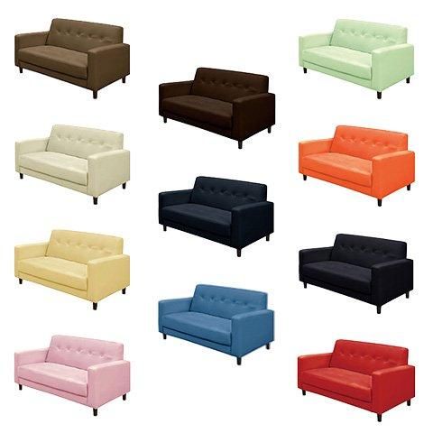 グリーンレザー 2人掛けソファ モダンデザイン レトロなデザイン レザーソファ 2人掛け グリーンの詳細