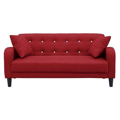 レッドソファクッション2個付き2人掛け