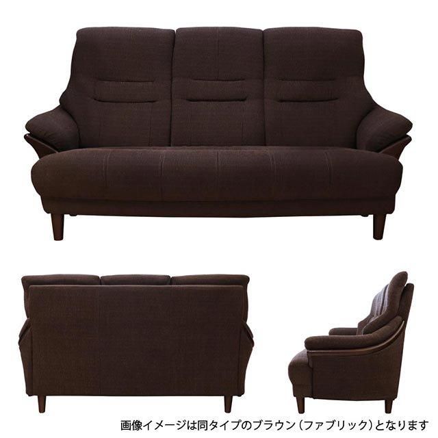 贅沢に本革を使用したハイバックソファ 3人掛け【グリーン】［幅171