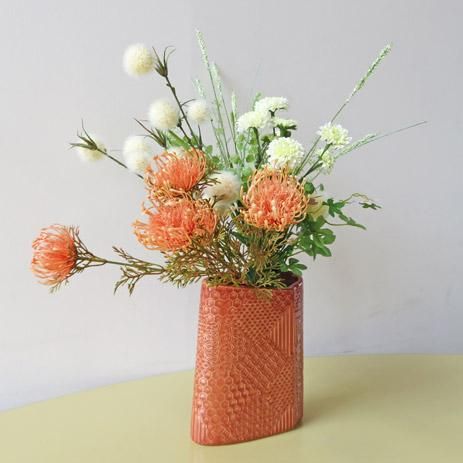 造花アレンジ ピンクッション 花言葉は どこでも成功 共栄 開業祝いにいかがですか リョクエイ ワンランク上の高級造花アレンジメント専門店 上質 花材で ギフトに人気のアーティフィシャルフラワーを販売