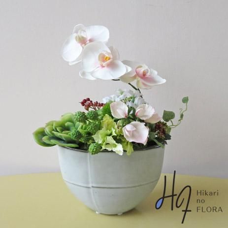 高級造花インテリア【トカール】胡蝶蘭と多肉植物の高級造花