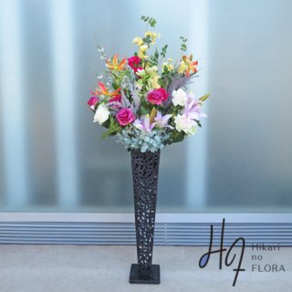 光触媒造花アレンジメント【スタンド７０型ＲＤ514】咲き誇る花々が素敵な世界を表現します。高さ１４０�・横幅６５�のスタンド型高級造花アレンジメントです。