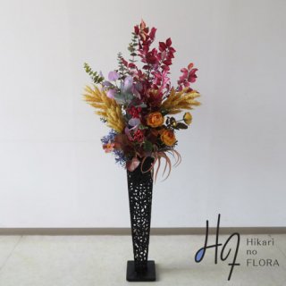 光触媒造花アレンジメント【スタンド７０型ＲＤ５５８】「秋をとことん」盛ってみたスタンド型高級造花アレンジメントです。