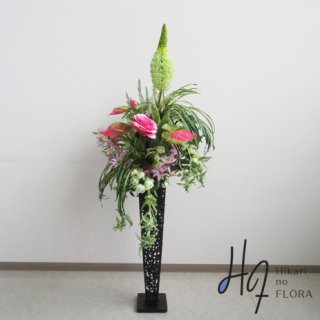 光触媒造花アレンジメント【スタンド７０型ＲＤ５６４】素敵な花材を入れた高さ１５０ｃｍの優美な高級造花スタンドです。高さ１５０�/横幅６５�/奥行６５�（先端から先端です）