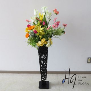 光触媒造花アレンジメント【スタンド７０型ＲＤ５７３】チューリップとポピーが愛らしい、高級造花スタンドです。高さ１２５�/横幅６０�/奥行５５�（先端から先端です）