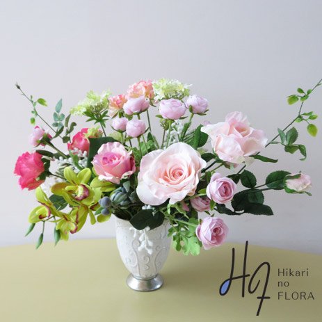 光触媒高級造花アレンジメント【エルテナ】横広がりの素敵な高級造花